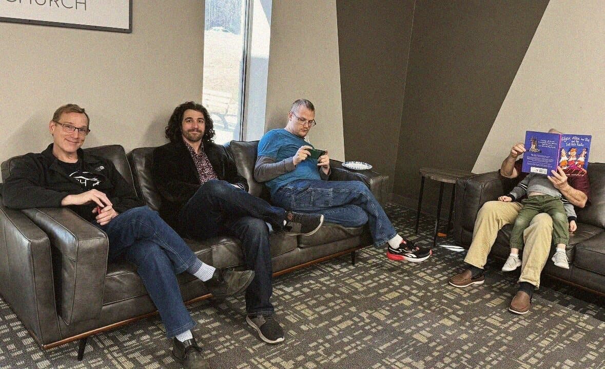 The lounge at Founded in Truth Fellowship on a Sabbath morning