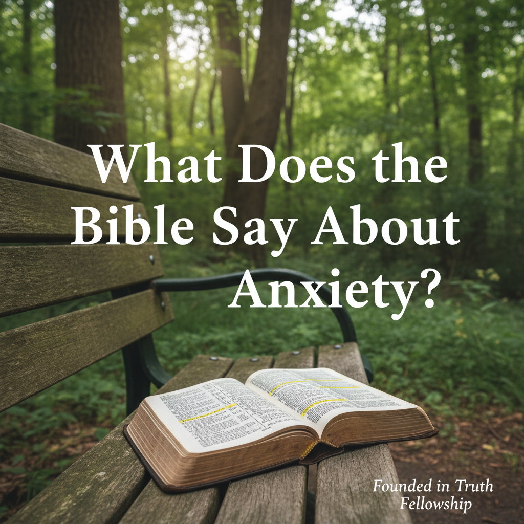 Bible study on anxiety - open Bible in peaceful nature setting for Scripture study