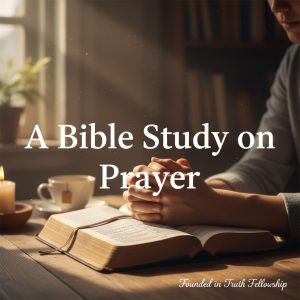 Bible study on prayer - hands folded in prayer resting on open Bible